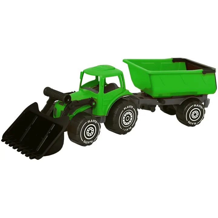 Traktor järelkäruga roheline