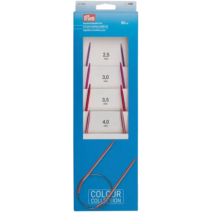 Prym pyöröpuikkosetti alumiinia 80cm, 4 eri kokoa,  2,5 - 3,0 - 3,5 - 4,0mm