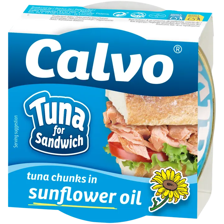 Calvo tuna for sandwich tuunikala tükid päevalilleõlis 142g