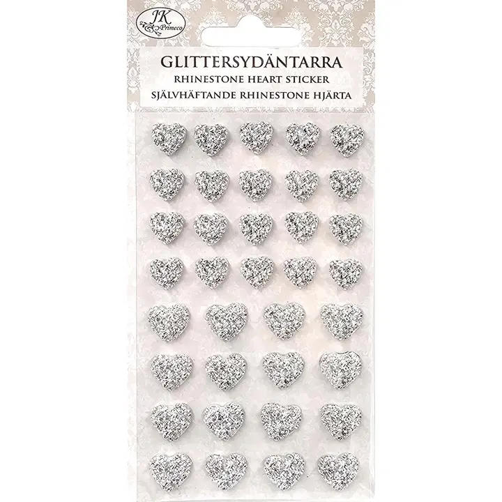 J.K. Primeco Glittersydäntarra hopea