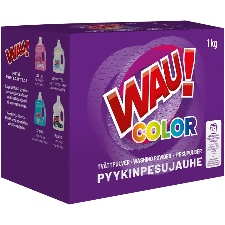 WAU! Pyykinpesujauhe Color kirjopyykille 1 kg 33 pesua