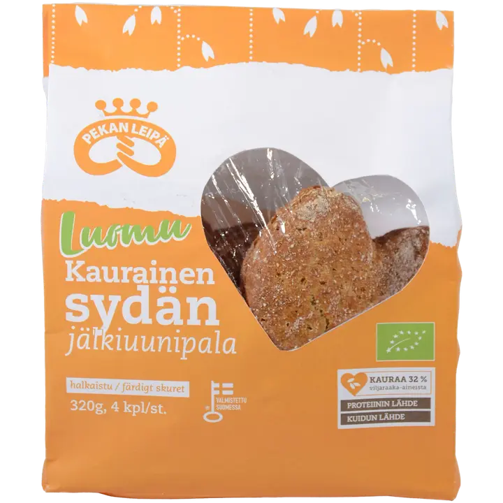 Pekan Leipä Luomu Kaurainen sydän jälkiuunipala 4kpl 320g
