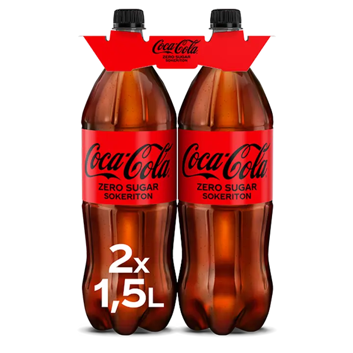 2-pack Coca-Cola Zero Sugar virvoitusjuoma muovipullo 1,5 L