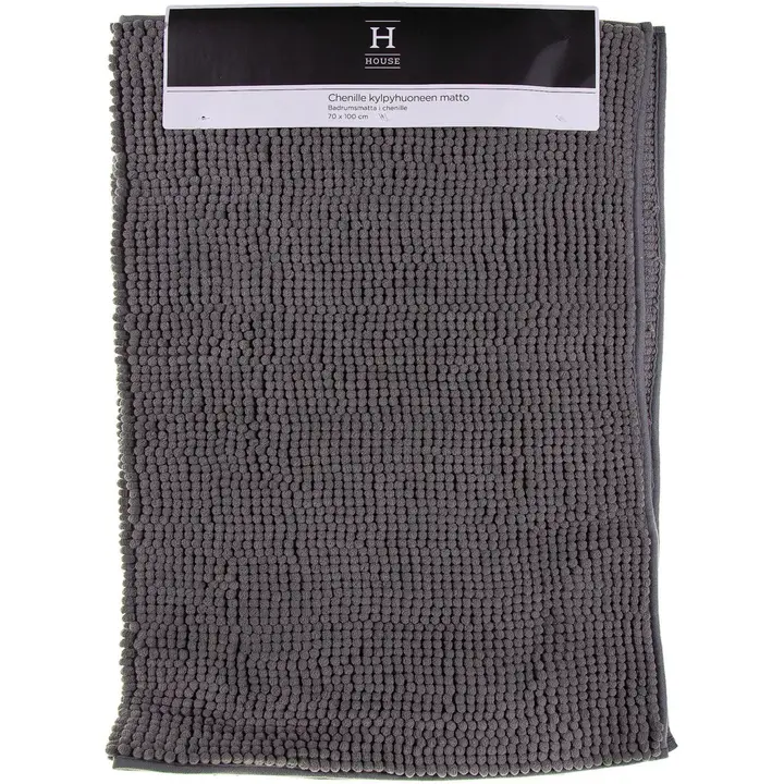 House kylpyhuoneen matto Chenille 70 x 100 cm harmaa
