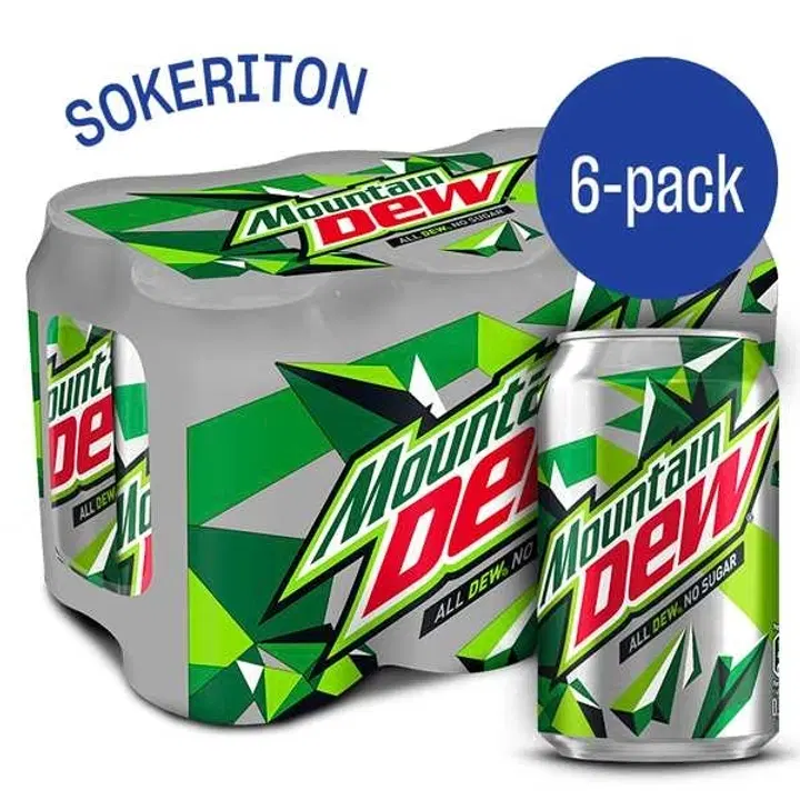 6 x Mountain Dew No Sugar virvoitusjuoma 0,33 l