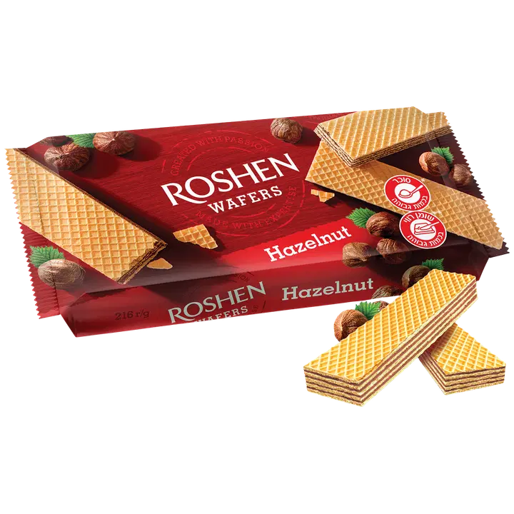 Roshen vahvlid sarapuupähklimaitselise kreemiga 216g