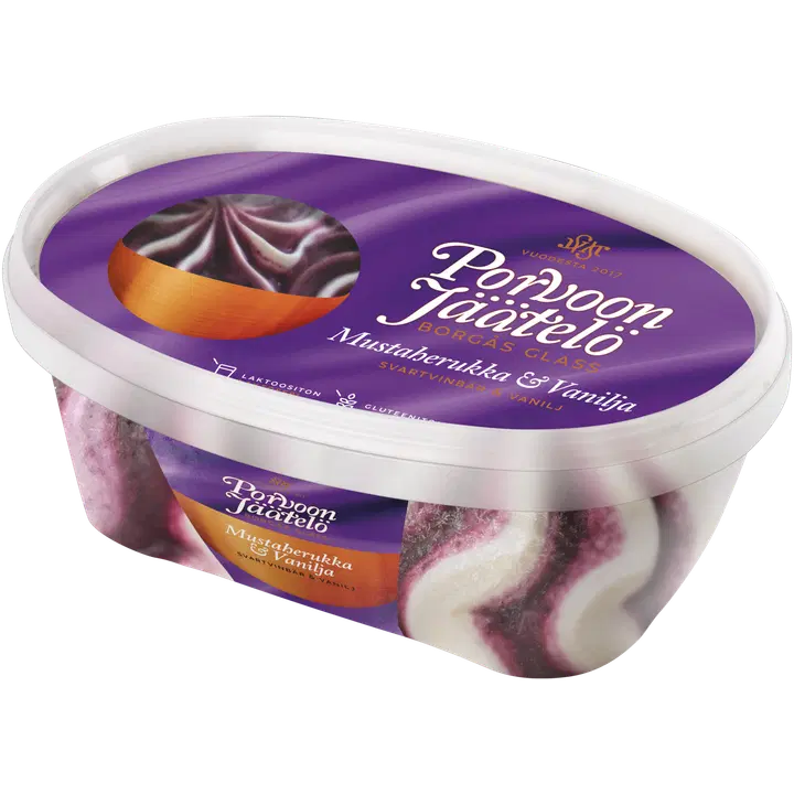 Porvoon Jäätelö Mustaherukka & Vanilja 900ml