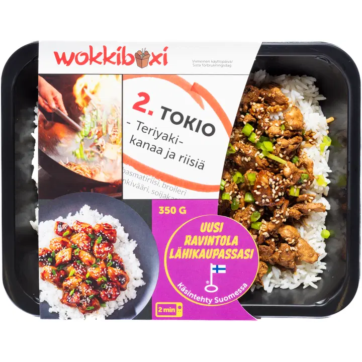 Wokkiboxi Tokio-Teriyaki kanaa ja riisiä