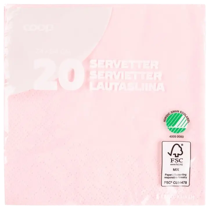 Coop salvrätik roosa 24cm 20tk