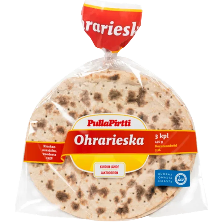 Pulla-Pirtti Ohrarieska 3/450g laktoositon kuitupitoinen ohrarieska
