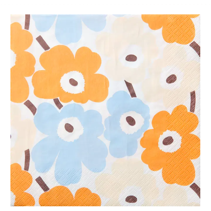 Marimekko Mini Unikko sinioranssi lautasliina 20kpl/24cm