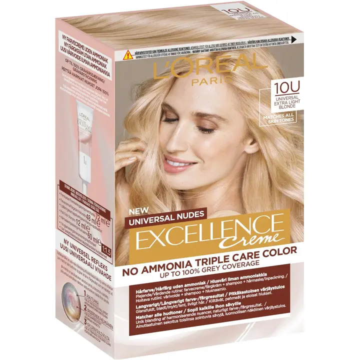 L'Oréal Paris Excellence Universal Nudes 10U Universal Lightest Blonde kestoväri ilman ammoniakkia 1kpl