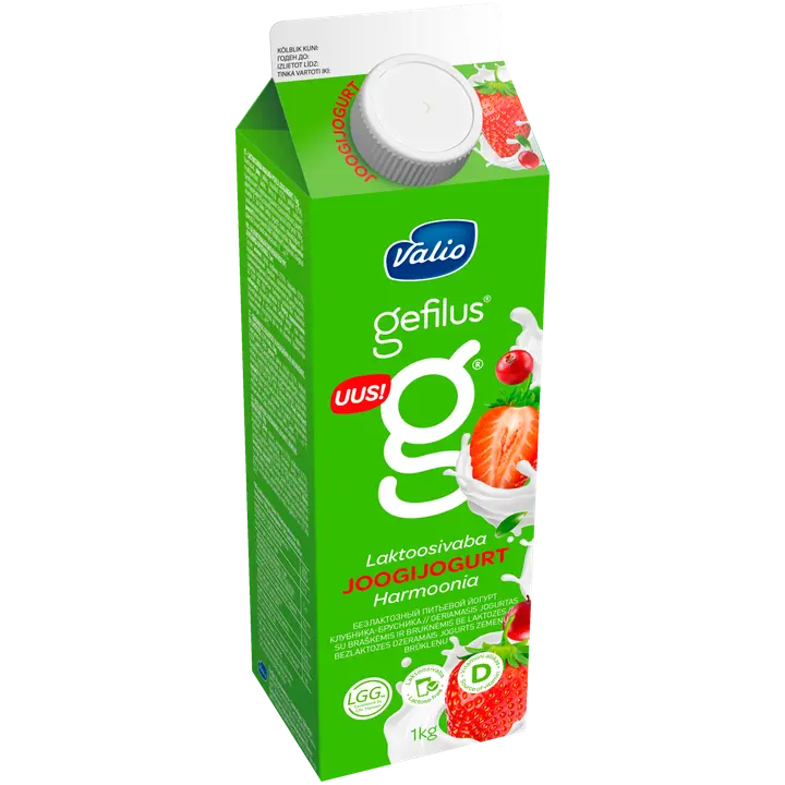 Valio Gefilus Joogijogurt Harmoonia maasika-pohla laktoosivaba 1kg