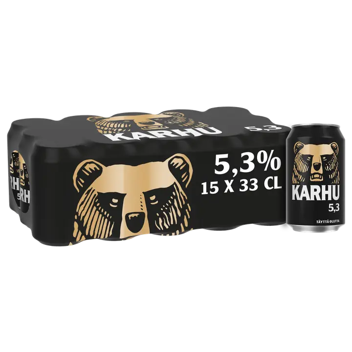 15-pack Karhu Lager olut 5,3% tölkki 0,33 L