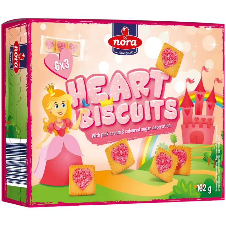 Nora heart biscuits 162g lasten keksejä
