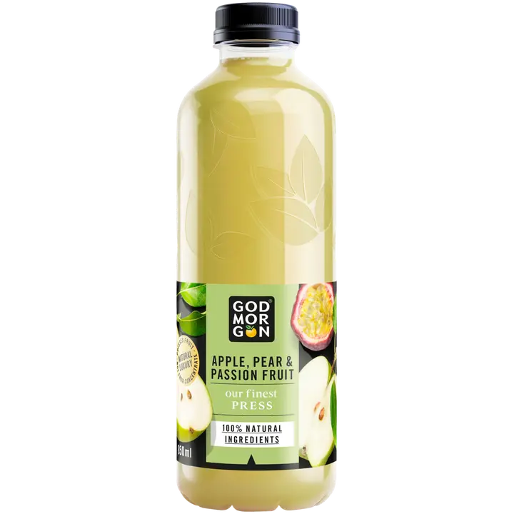 God Morgon Our Finest Press Omena-päärynä-passionhedelmä hedelmämehujuoma 850 ml