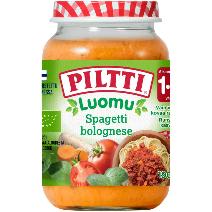 Piltti Luomu 190g Spaghetti bolognese lastenateria 1-3v