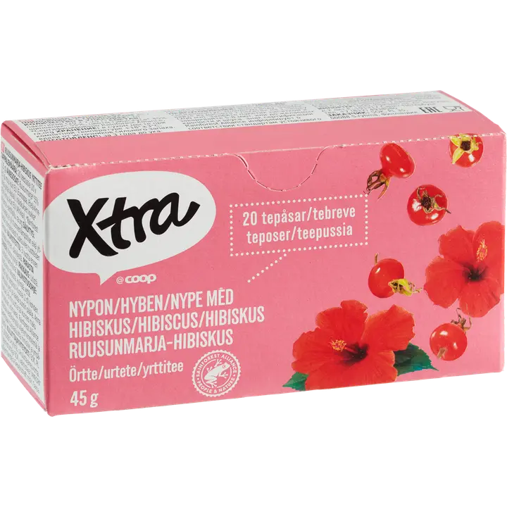Xtra ruusunmarja-hibiskus-yrttitee 20 x 2,25g