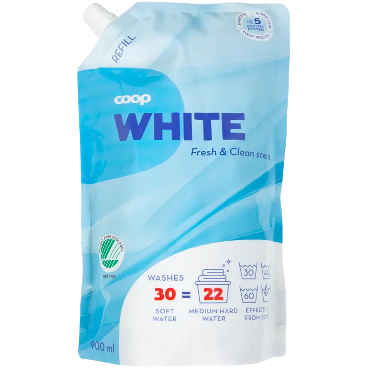 Coop White valkopyykin pesuneste täyttöpakkaus 900 ml