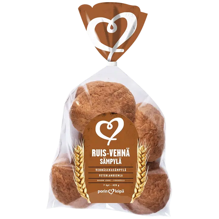 Porin Leipä Ruis-vehnäsämpylä 7kpl/420g