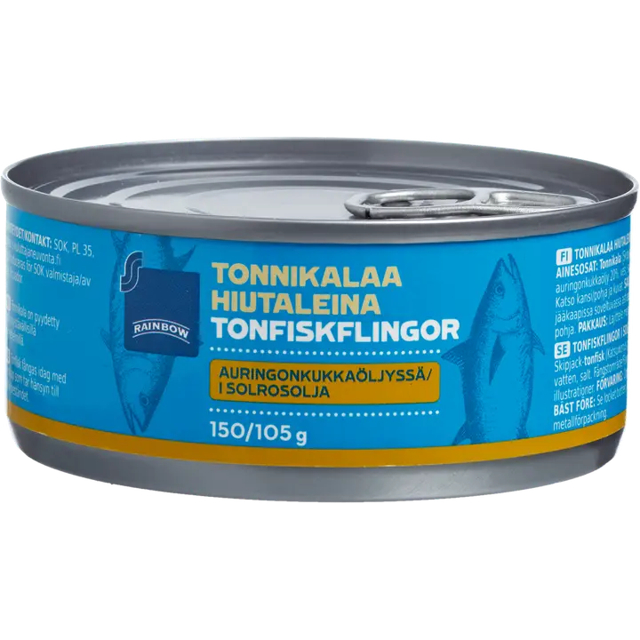Rainbow 150g/105g tonnikalaa hiutaleina auringonkukkaöljyssä