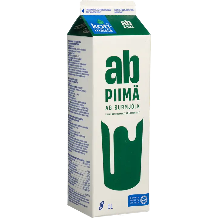 Kotimaista vähälaktoosinen AB-piimä 1l