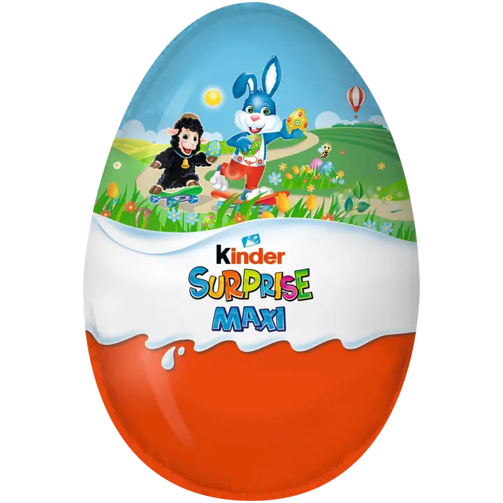 Kinder Maxi Surprise maitosuklaahahmo maitoisalla sisäpinnalla. sisältää lelun 220g pääsiäinen