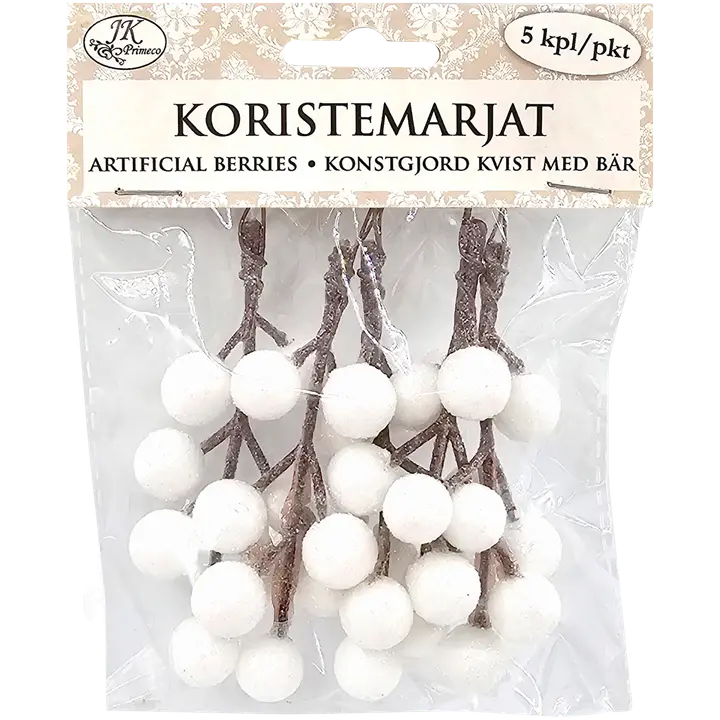 J.K. Primeco koristemarjat glitter valkoinen 5kpl