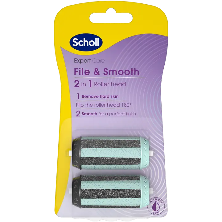 Scholl File & Smooth 2 in 1 elektronisen jalkaraspin vaihtopäät 2kpl