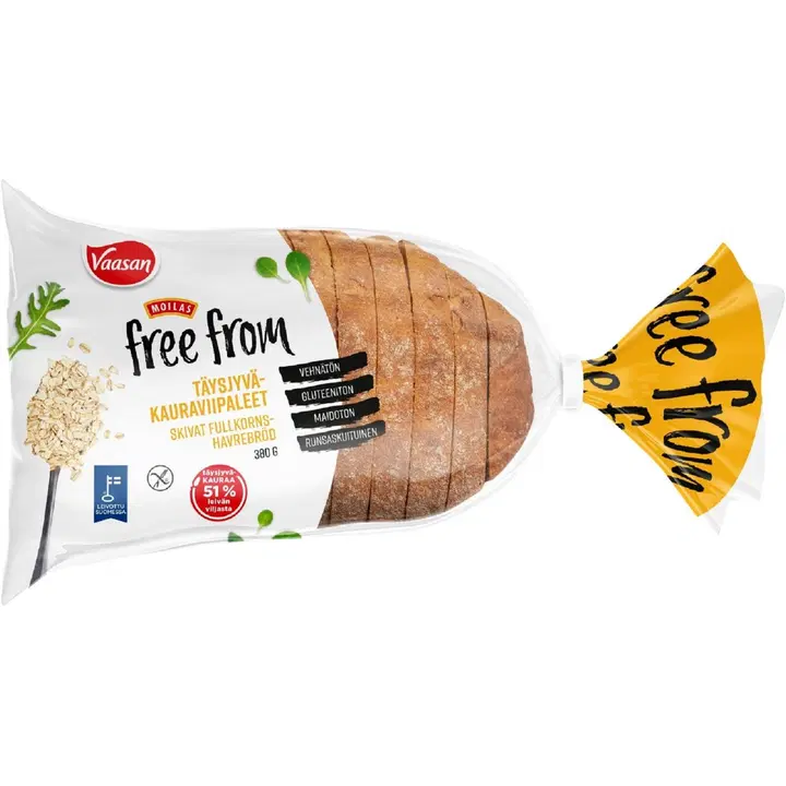 Vaasan Moilas Free From gluteeniton Täysjyväkauraviipaleet 380g