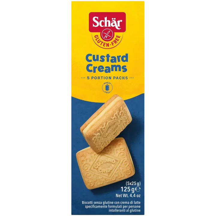 Schär Custard Creams 125g vaalea vaniljatäytekeksi GTON