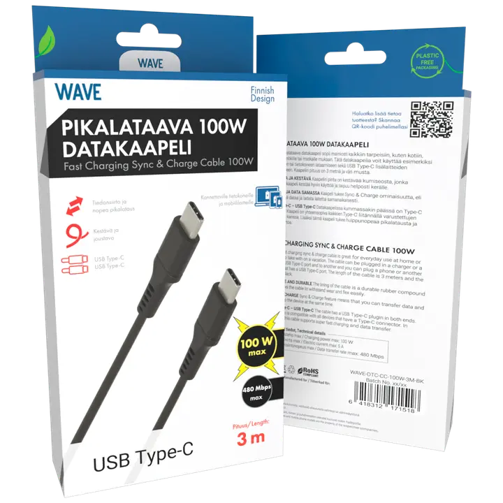 Datakaabel USB Type-C 100W 3m