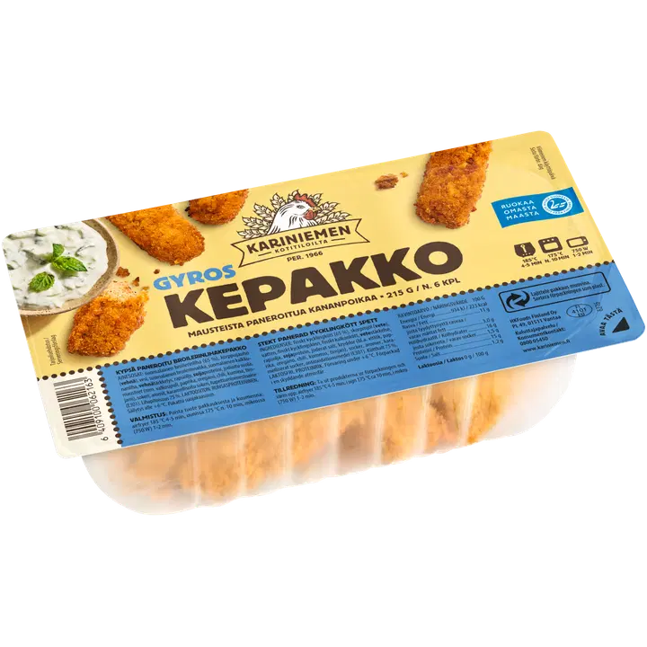 Kariniemen Kananpojan paneroitu kepakko kanagyros 215g