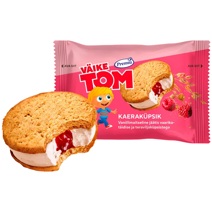 Väike Tom Kaeraküpsik vanilli-jäätis vaarikatäidisega75g/140ml