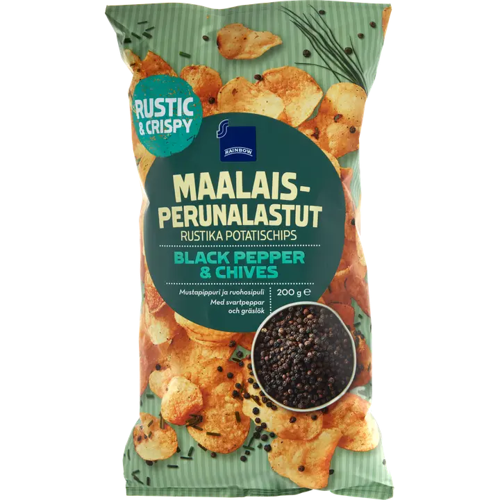 Rainbow maalaisperunalastut mustapippuri-ruohosipuli 200 g