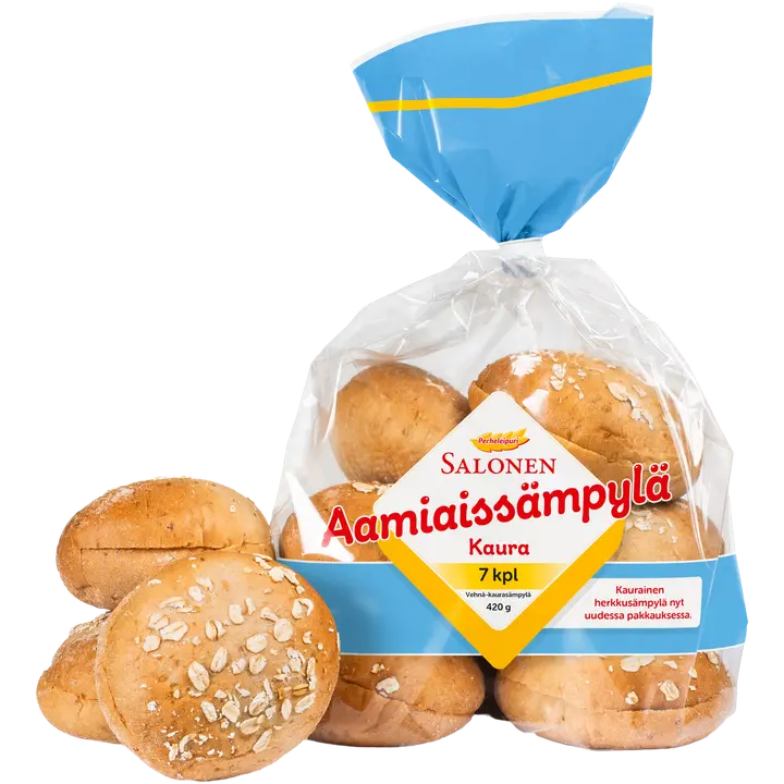 Perheleipuri Salonen Aamiaissämpylä kaura 7/420g vehnä-kaurasämpylä, halkaistu