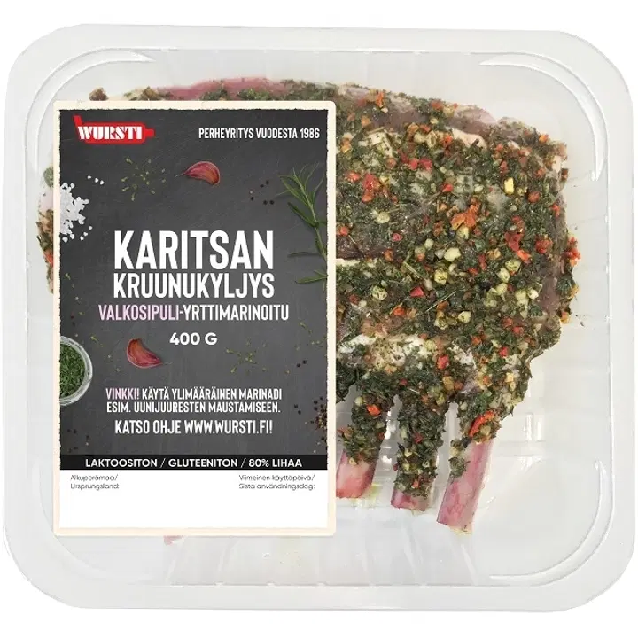 Wursti Karitsan kruunukyljys yrtti-valkosipuli marinoitu 400g