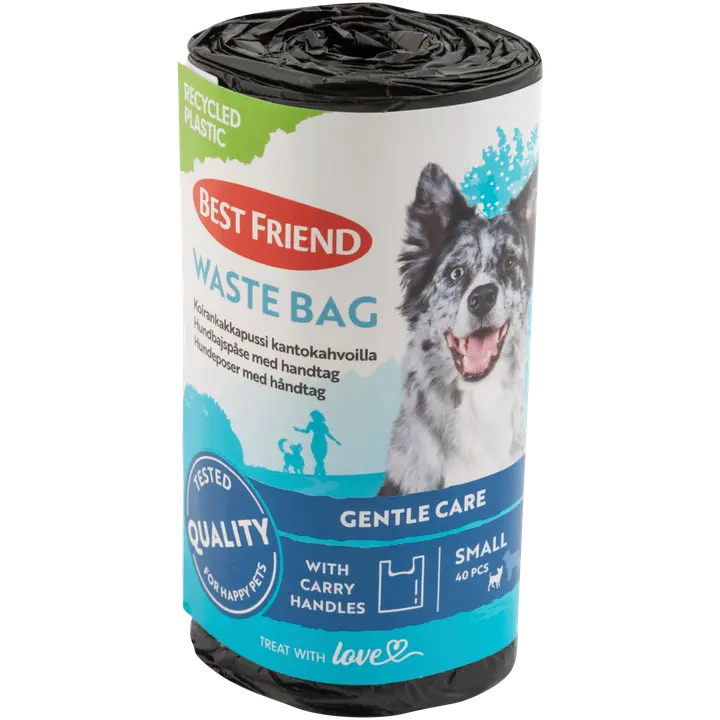 Best Friend Koiran kakkapussi S (18x34 cm) kantokahvoilla, kierrätysmuovia