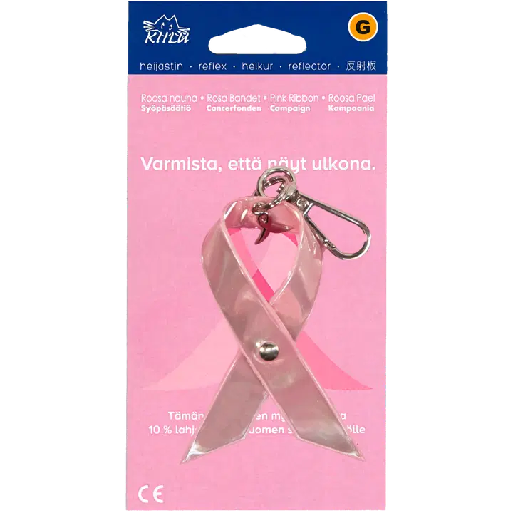 Kiilu G Roosa nauha logo koruheijastin