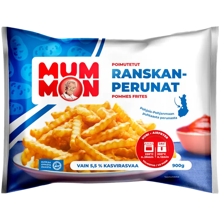Mummon poimutetut Ranskanperunat 900 g, pakaste
