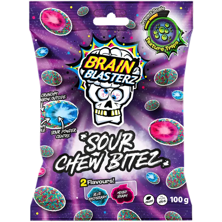 Brain Blasterz Sour Chew Bitez makeispussi 100g