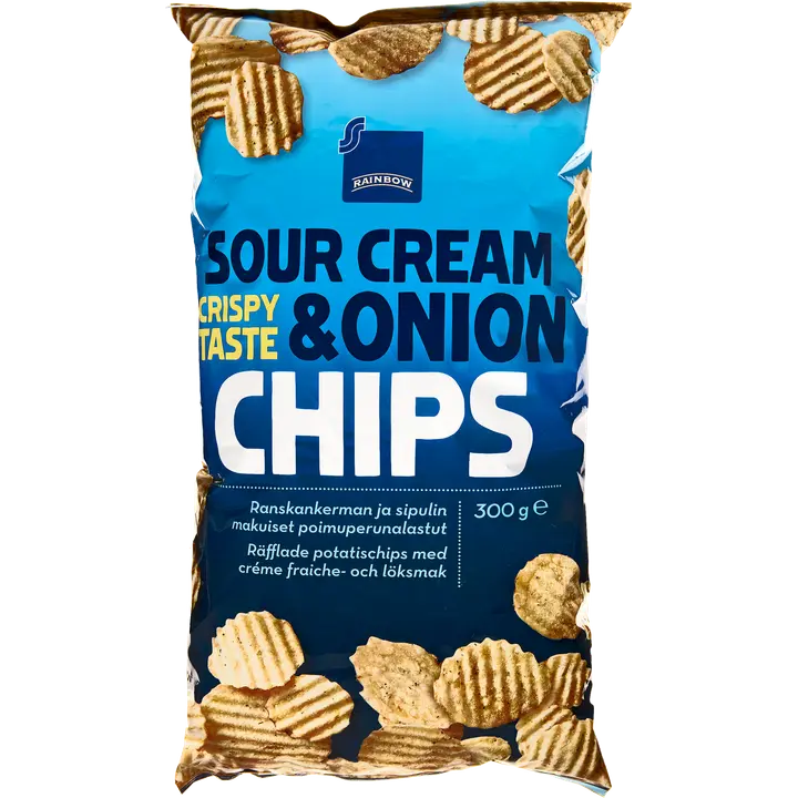Rainbow hapukoore- ja sibulamaitselised kartulikrõpsud 300 g