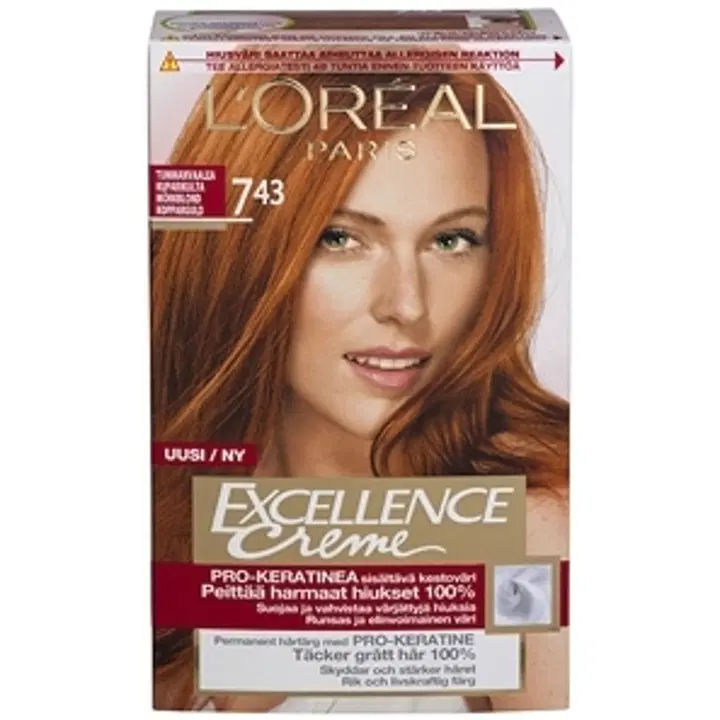L'Oréal Paris Excellence Creme 7.43 Golden Copper Blonde Tummanvaalea Kuparikulta kestoväri 1kpl