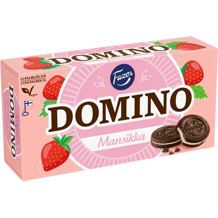 Domino kakaoküpsised maasikatäidisega küpsised 350 g vegan