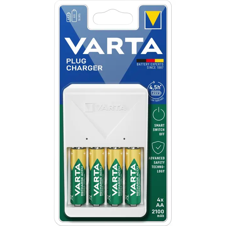 VARTA laturi Plug Charger + 4x AA 2100mAh
