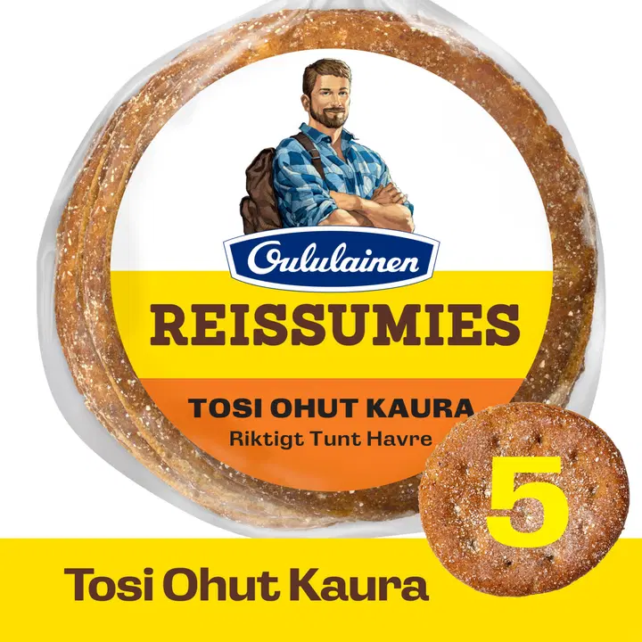 Oululainen Reissumies Tosi Ohut Kaura 5kpl 210g, kaurasekaleipä