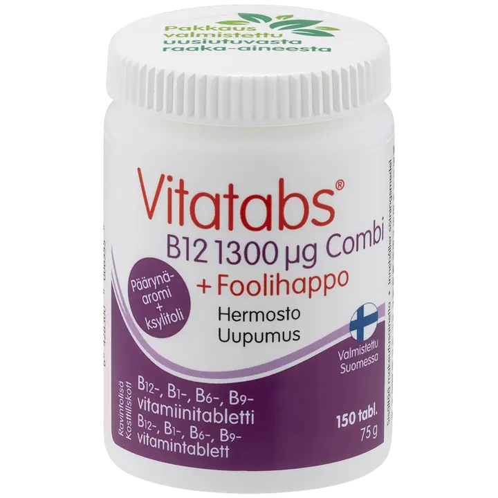 Vitatabs B12 1300 µg Combi + Foolihappo B1-, B6-, B9- vitamiinitabletti 150 tabl.