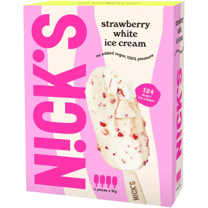 Nick’s Strawberry white jäätelö 60 ml 4-pack