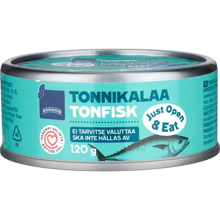 Rainbow tonnikalaa paloina MSC 120g, ei tarvitse valuttaa