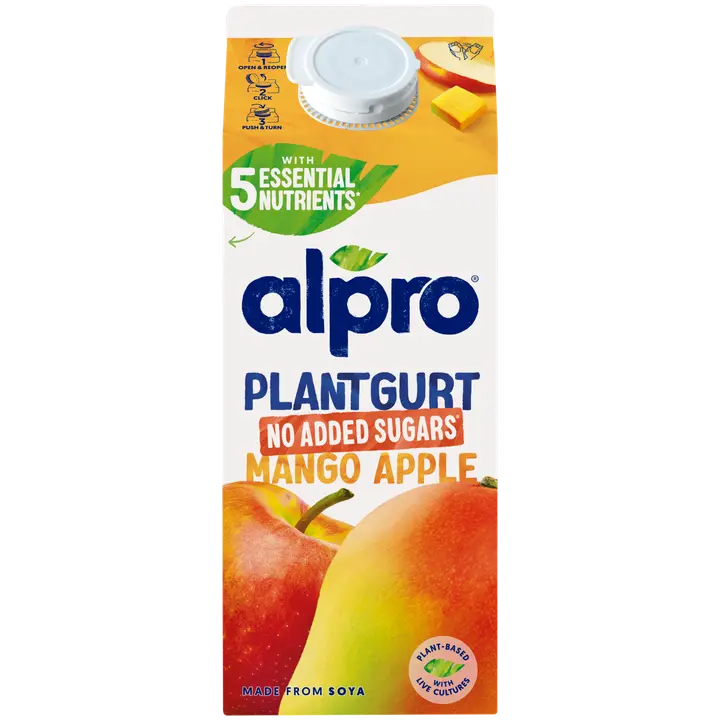 Alpro Plantgurt Hapatettu Soijavalmiste, Mango-Omena, Ei lisättyä Sokeria, 750g